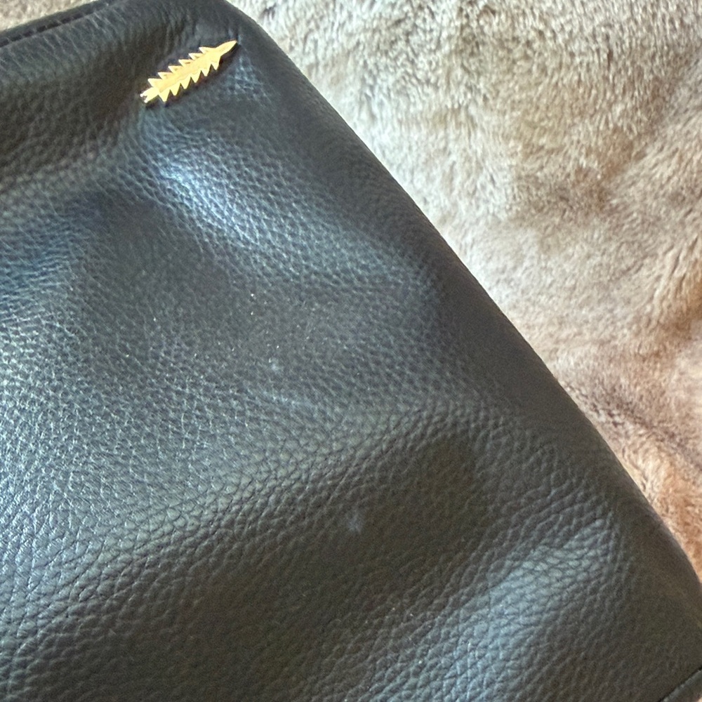 Thacker Shay Leather Camera Crossbody Bag Black Pebble Gold Hardware - Picture 13 of 16